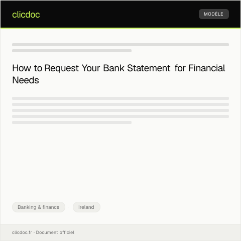 Document preview: Request for Bank Statement for the Past Six Months — Banking & finance, Ireland