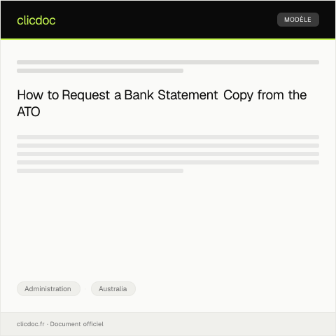 Document preview: Request for Bank Statement Copy — Administration, Australia