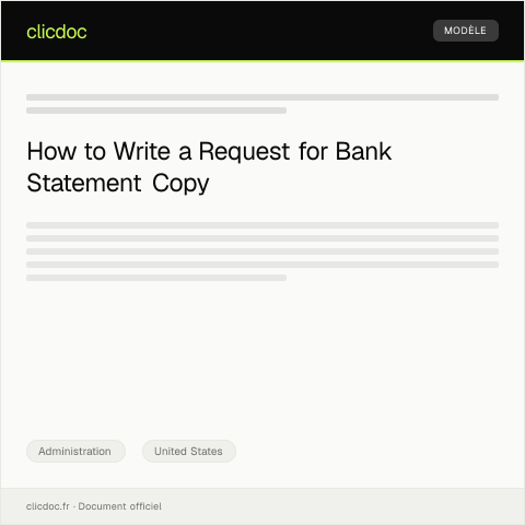 Document preview: Request for Bank Statement Copy — Administration, United States