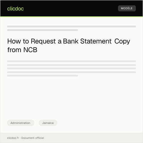 Document preview: Request for Bank Statement Copy from National Commercial Bank — Administration, Jamaica