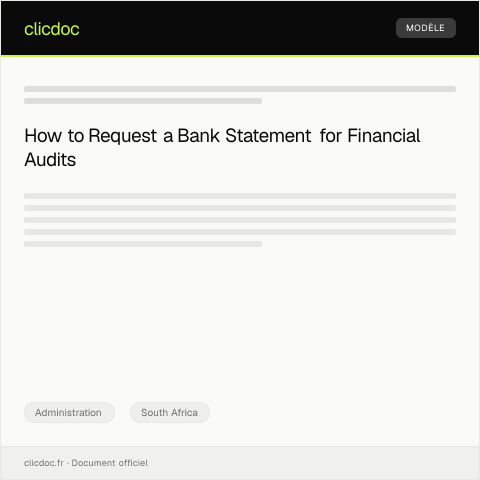 Document preview: Request for Bank Statement for Financial Audit Purposes — Administration, South Africa