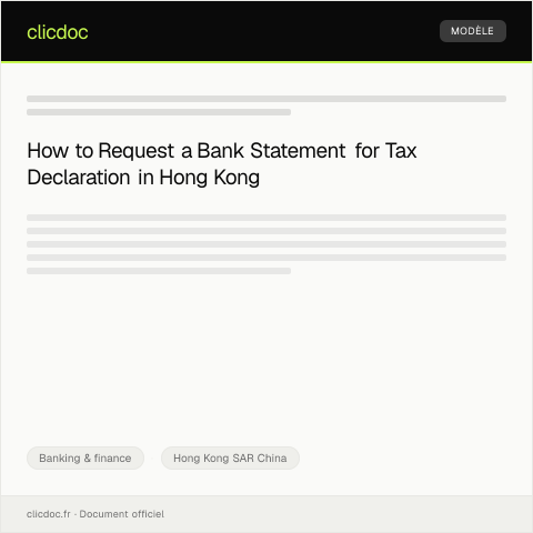Document preview: Request for Bank Statement for Tax Declaration — Banking & finance, Hong Kong SAR China