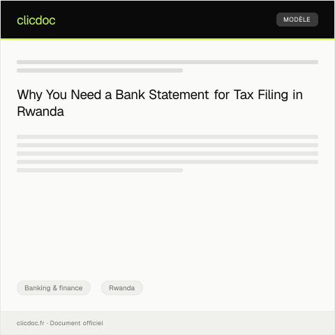Document preview: Request for Bank Statement for Tax Filing — Banking & finance, Rwanda