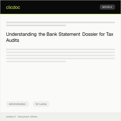 Document preview: Request for Bank Statement Dossier for Tax Audit Purposes — Administration, Sri Lanka