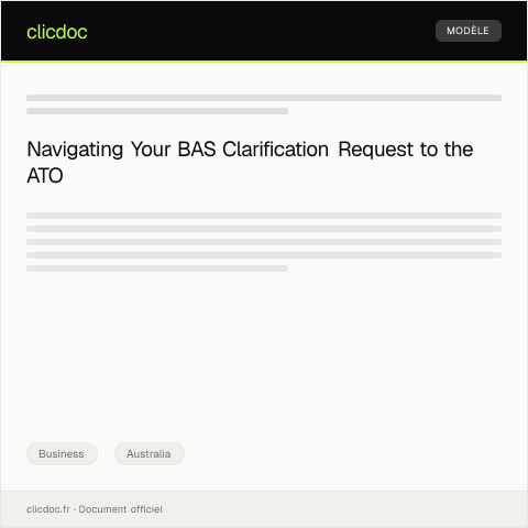 Document preview: Request for Business Activity Statement (BAS) Clarification — Business, Australia