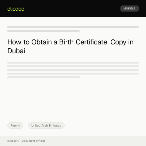 Document preview: Request for Birth Certificate Copy from Dubai Civil Status and Passports Section — Family, United Arab Emirates