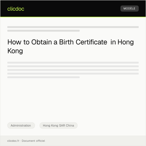 Document preview: Request for Copy of Birth Certificate from Registration and Census Department — Administration, Hong Kong SAR China