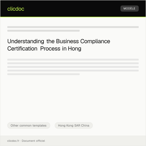 Document preview: Request for Certification of Business Compliance (商業合規證明申請) — Other common templates, Hong Kong SAR China