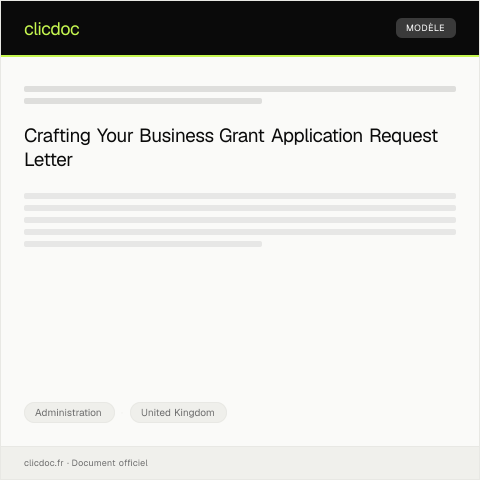 Document preview: Request for Business Grant Application Form — Administration, United Kingdom