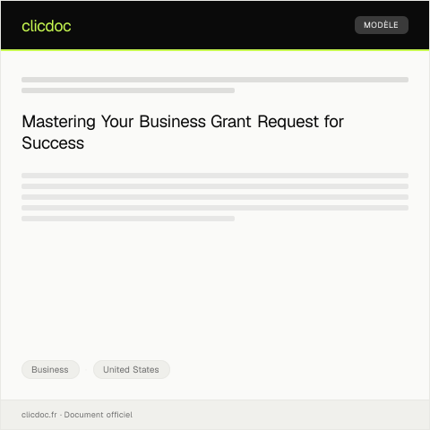 Document preview: Request for Business Grant or Subsidy — Business, United States