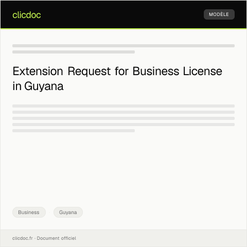 Document preview: Request for Business License Extension from Guyana Chamber of Commerce — Business, Guyana