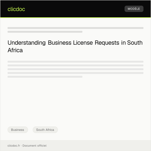 Document preview: Request for Business License from Local Municipality — Business, South Africa