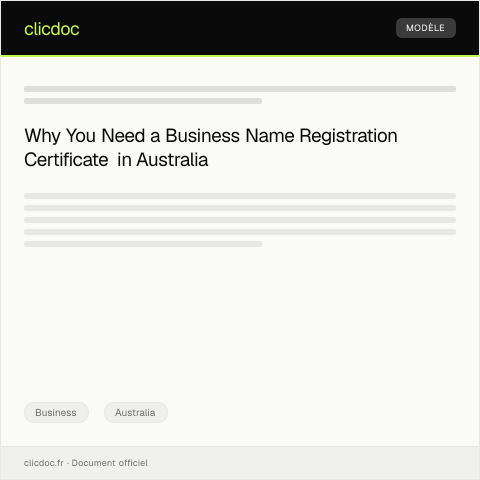 Document preview: Request for Business Name Registration Certificate — Business, Australia