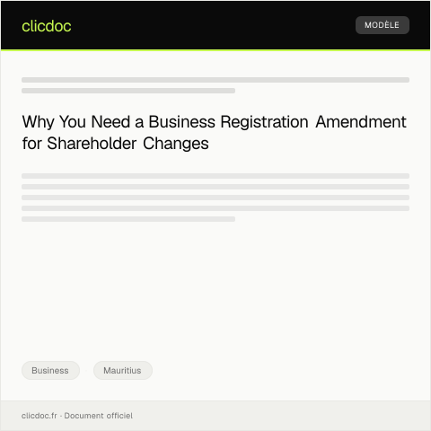 Document preview: Request for Business Registration Amendment for Shareholder Change — Business, Mauritius