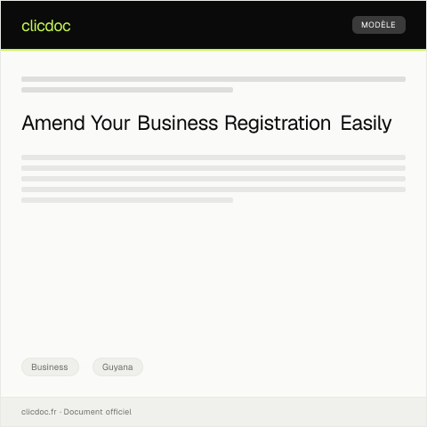 Document preview: Request for Business Registration Amendment from the Registrar of Companies — Business, Guyana