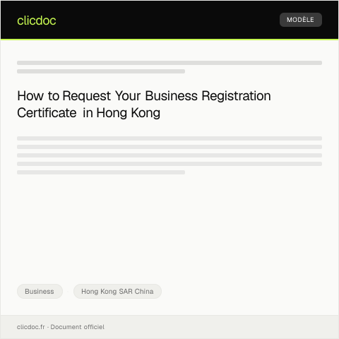 Document preview: Request for Official Certificate of Business Registration — Business, Hong Kong SAR China