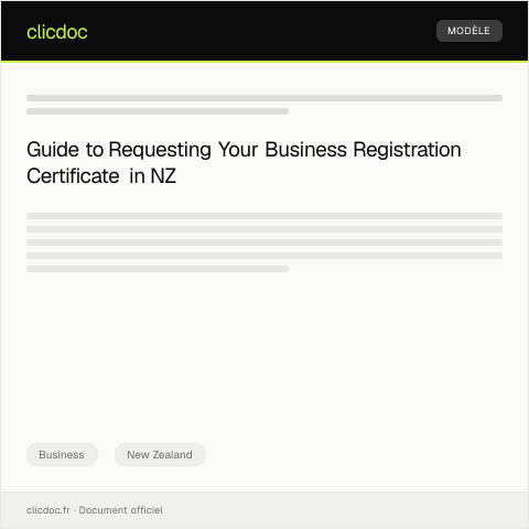 Document preview: Request for Business Registration Certificate — Business, New Zealand