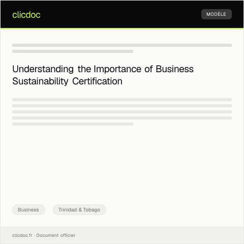 Document preview: Request for Business Sustainability Certification — Business, Trinidad & Tobago