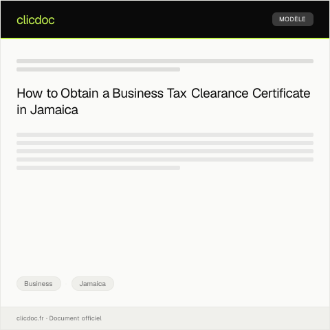 Document preview: Request for Business Tax Clearance Certificate from Municipal Corporation — Business, Jamaica