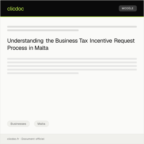 Document preview: Request for Business Tax Incentive — Businesses, Malta