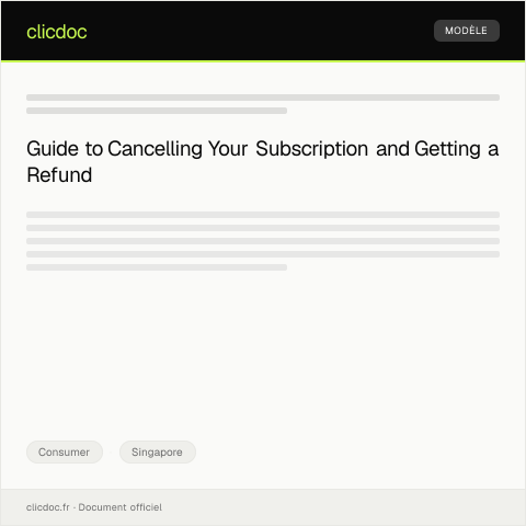 Document preview: Request for Cancellation and Refund of Subscription Service — Consumer, Singapore