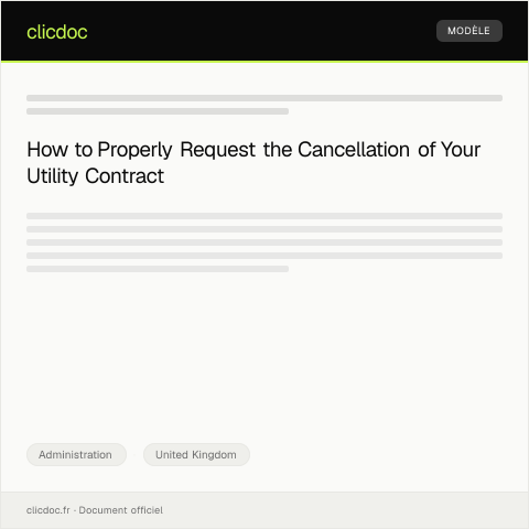 Document preview: Request for Cancellation of Utility Contract — Administration, United Kingdom