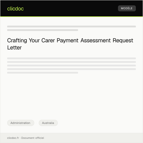 Document preview: Request for Carer Payment Assessment — Administration, Australia