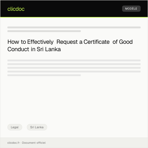 Document preview: Request for Certificate of Good Conduct — Legal, Sri Lanka