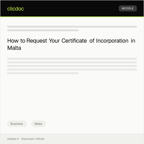 Document preview: Request for a Certificate of Incorporation — Business, Malta