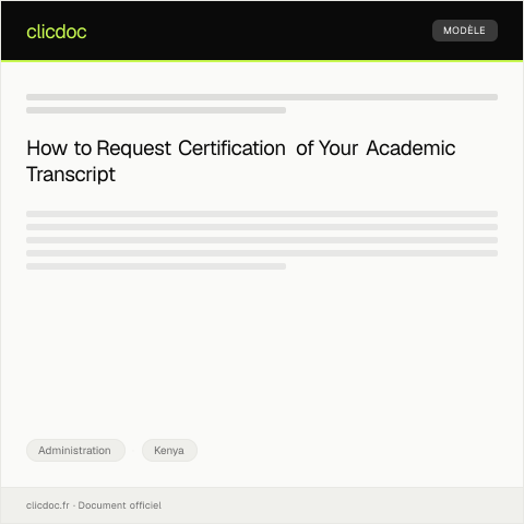 Document preview: Request for Certification of Academic Transcript from University of Nairobi — Administration, Kenya