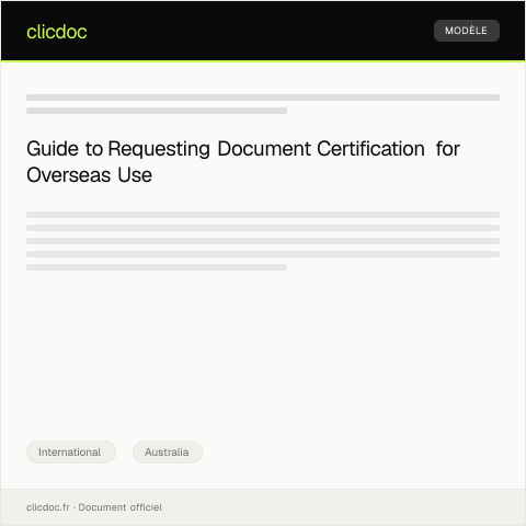 Document preview: Request for Certification of Documents for Overseas Use — International, Australia