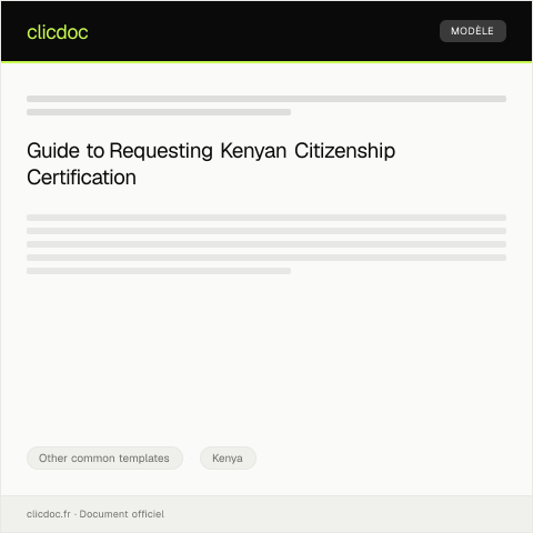 Document preview: Request for Certification of Kenyan Citizenship — Other common templates, Kenya