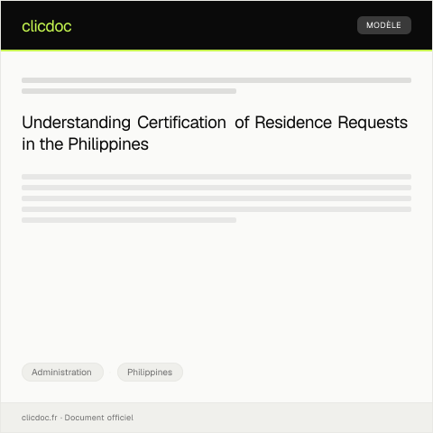 Document preview: Request for Certification of Residence from Barangay Officials — Administration, Philippines