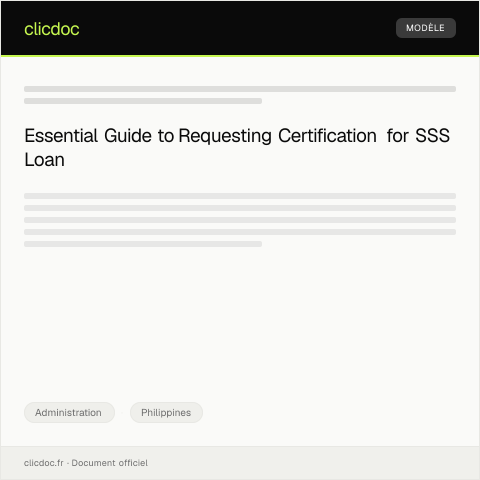 Document preview: Request for Certification of Service for SSS Loan Application — Administration, Philippines