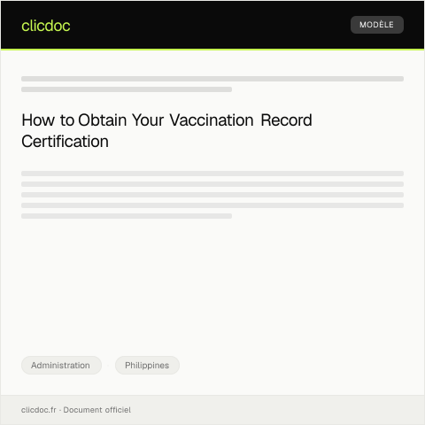 Document preview: Request for Certification of Vaccination Record from Local Health Office — Administration, Philippines
