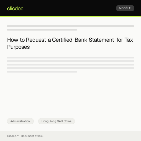 Document preview: Request for Certified Bank Statement for Tax Filing — Administration, Hong Kong SAR China