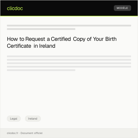 Document preview: Request for Certified Copy of Birth Certificate — Legal, Ireland