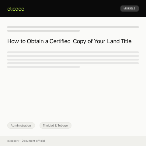 Document preview: Request for Certified Copy of Land Title from the Land Registry — Administration, Trinidad & Tobago