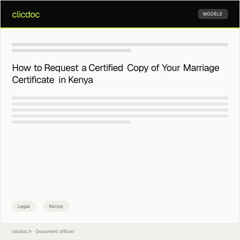 Document preview: Request for certified copy of marriage certificate from the Registrar of Marriages — Legal, Kenya