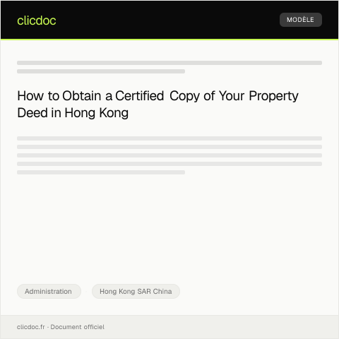 Document preview: Request for Issuance of Certified Copy of Property Deed from Land Registry — Administration, Hong Kong SAR China