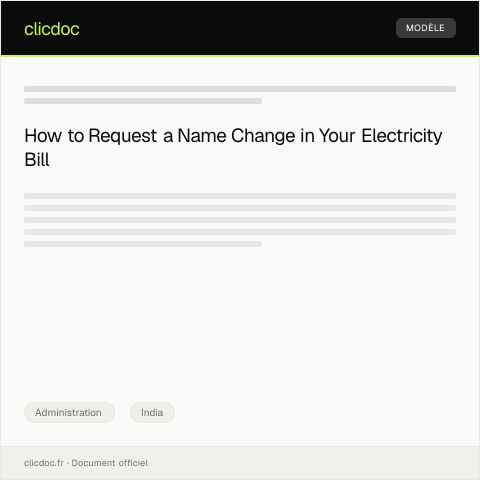 Document preview: Request for Change of Name in Electricity Bill — Administration, India