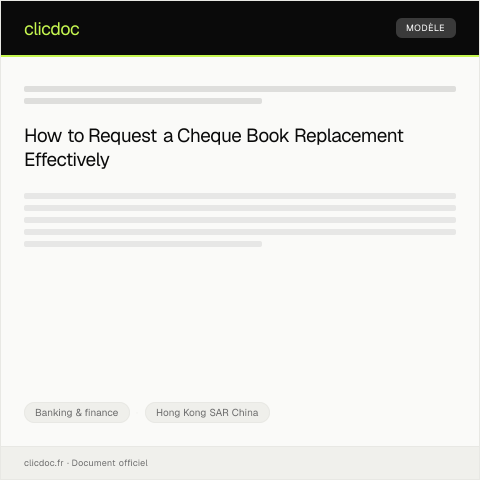 Document preview: Request for Cheque Book Replacement from Local Bank — Banking & finance, Hong Kong SAR China
