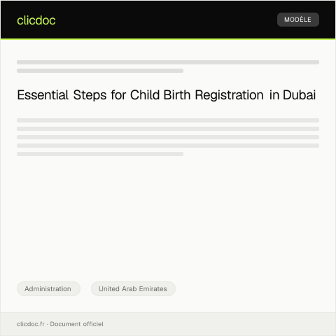 Document preview: Request for Child Birth Registration Certificate from Dubai Health Authority — Administration, United Arab Emirates
