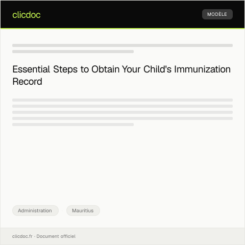 Document preview: Request for Immunization Record for Child’s School Admission — Administration, Mauritius