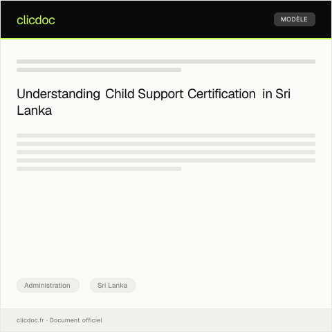 Document preview: Request for Child Support Certification from Department of Child and Family Services — Administration, Sri Lanka