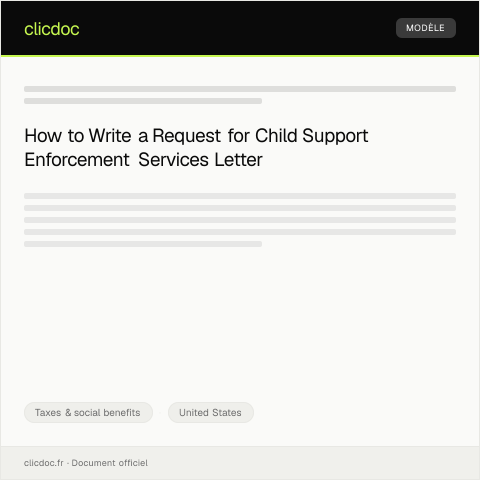 Document preview: Request for Child Support Enforcement Services — Taxes & social benefits, United States