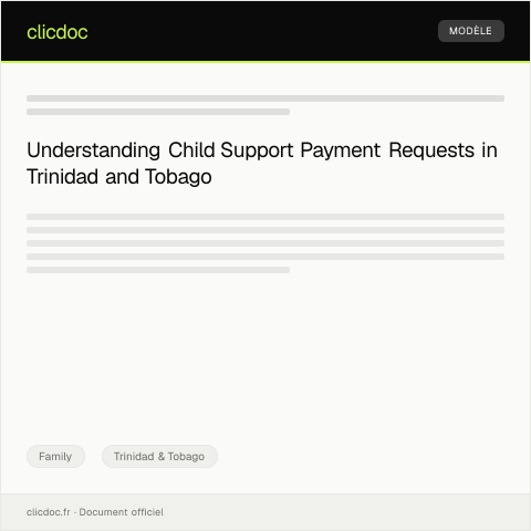 Document preview: Request for Child Support Payment — Family, Trinidad & Tobago