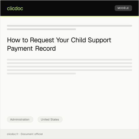 Document preview: Request for Child Support Payment Record — Administration, United States