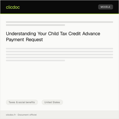 Document preview: Request for Child Tax Credit Advance Payment — Taxes & social benefits, United States
