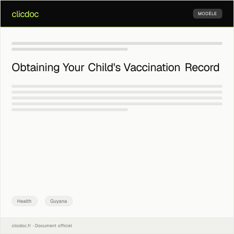 Document preview: Request for Child Vaccination Record from the Ministry of Health — Health, Guyana